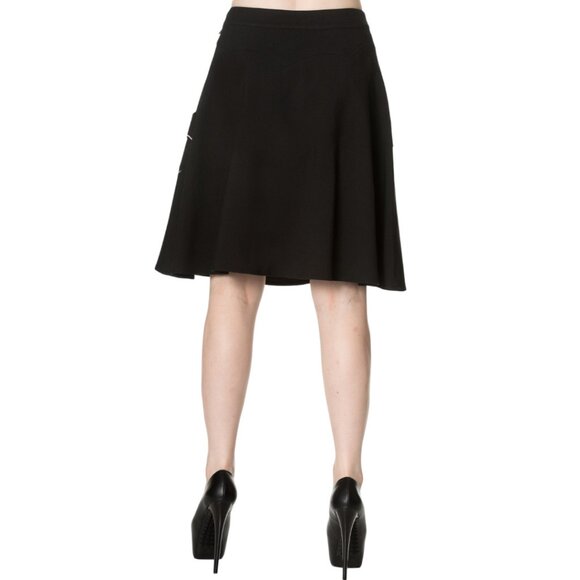 Lost Queen Gothic Black Bat Skater Skirt, Halloween Gothic Skater Skirt - XS - Picture 4 of 5